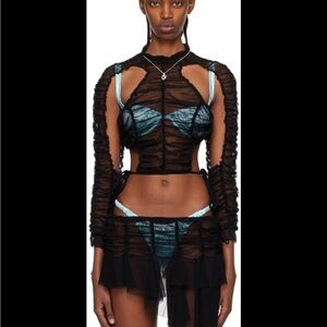 Esther Manas black top Black Sheer Ruched Set